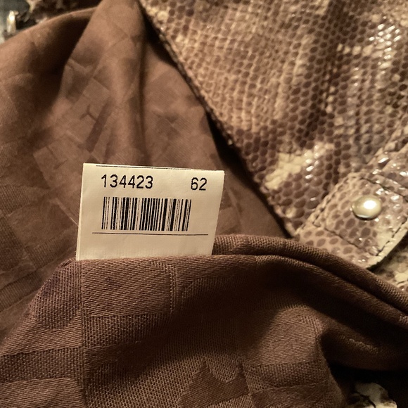 Large Vintage Furla Leather Tote Bag Snakeskin with Silver Hardware - Picture 6 of 7